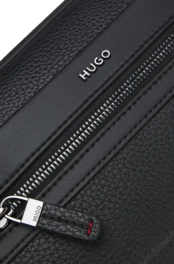 Grained faux-leather washbag with logo lettering