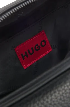 Grained faux-leather washbag with logo lettering