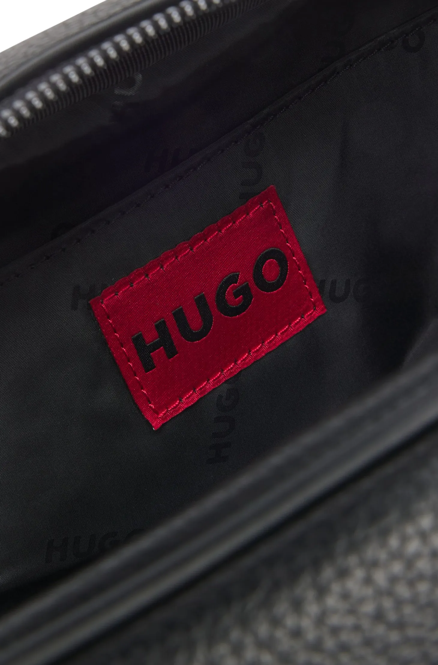 Grained faux-leather washbag with logo lettering