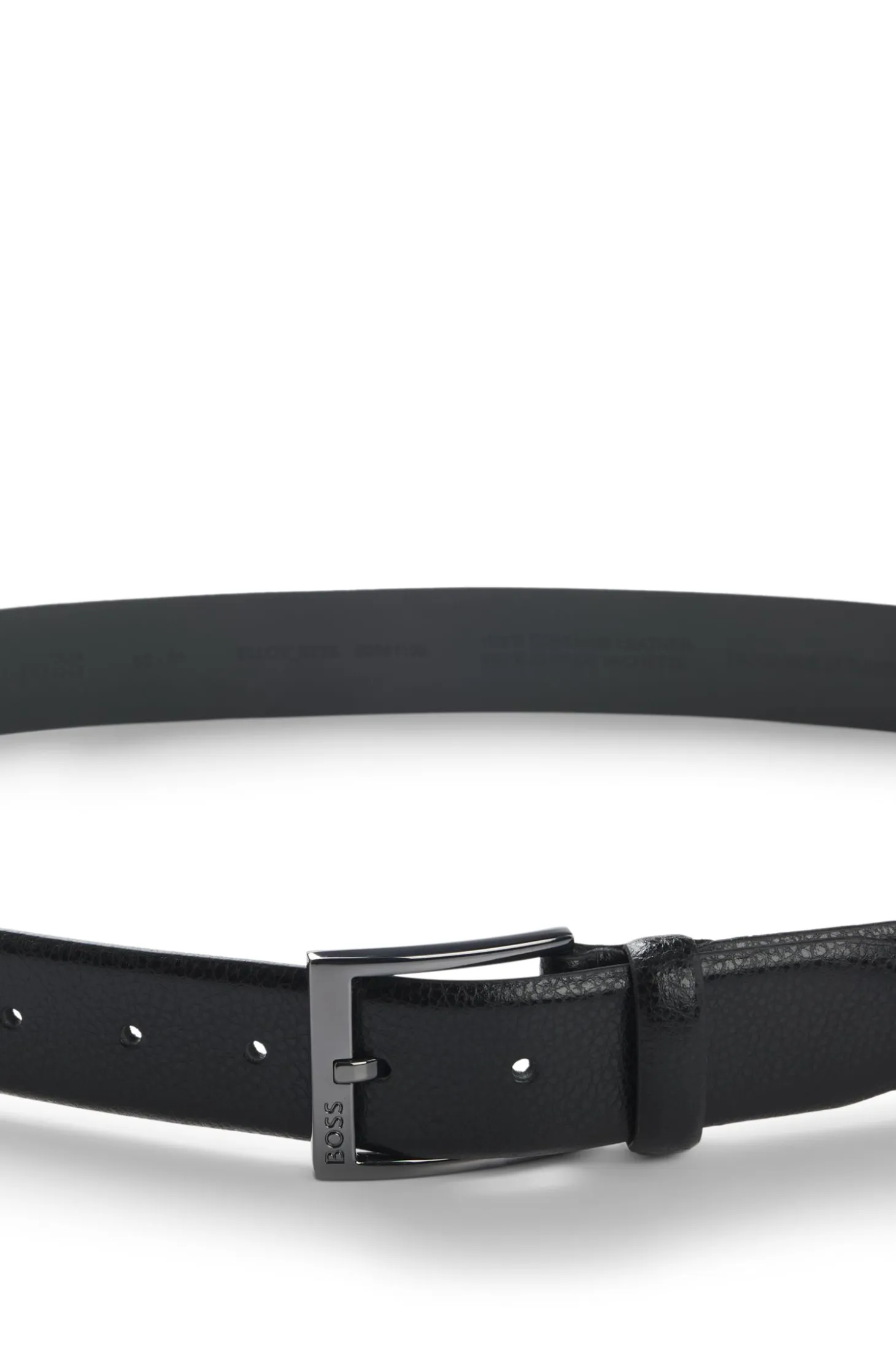 Grained Italian-leather belt with gunmetal pin buckle