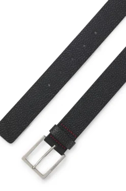 Grained leather belt