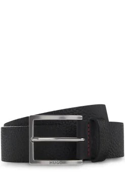 Grained leather belt