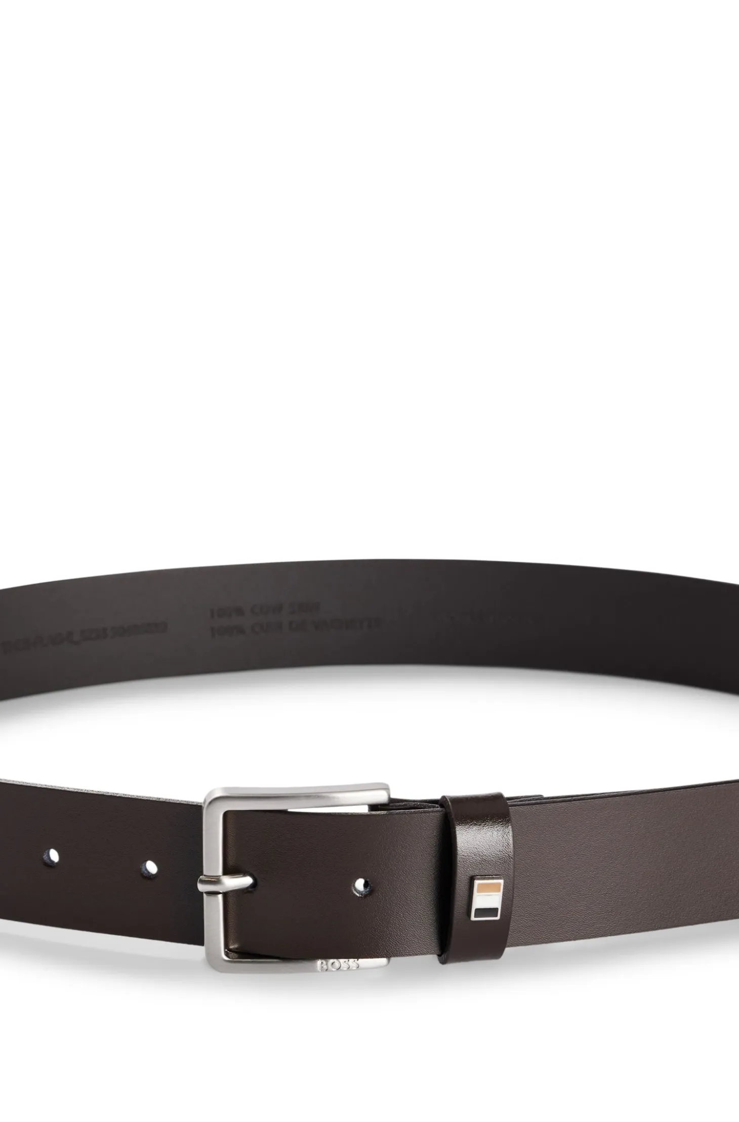 Grained-leather belt with red stitching
