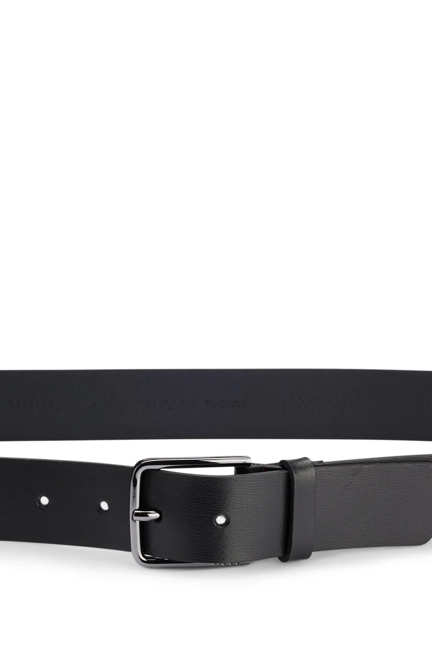 Grained-leather belt with red stitching