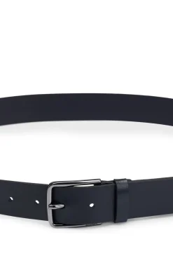Grained-leather belt with red stitching
