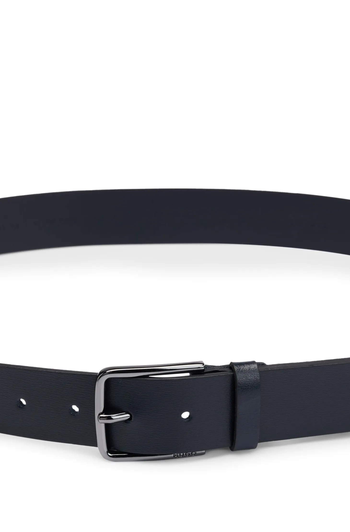 Grained-leather belt with red stitching