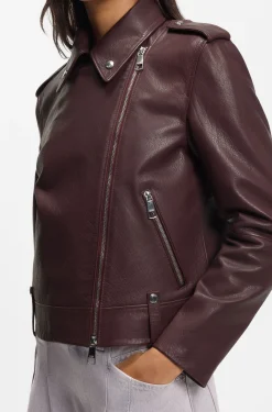 Grained-leather biker jacket with zips and studs