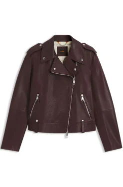 Grained-leather biker jacket with zips and studs