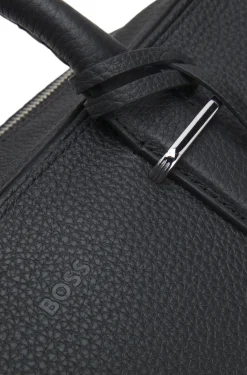 Grained-leather holdall with embossed logo