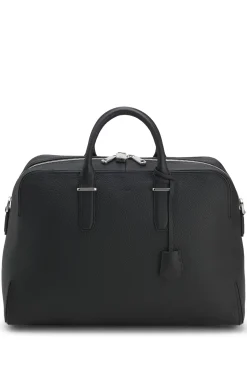 Grained-leather holdall with embossed logo