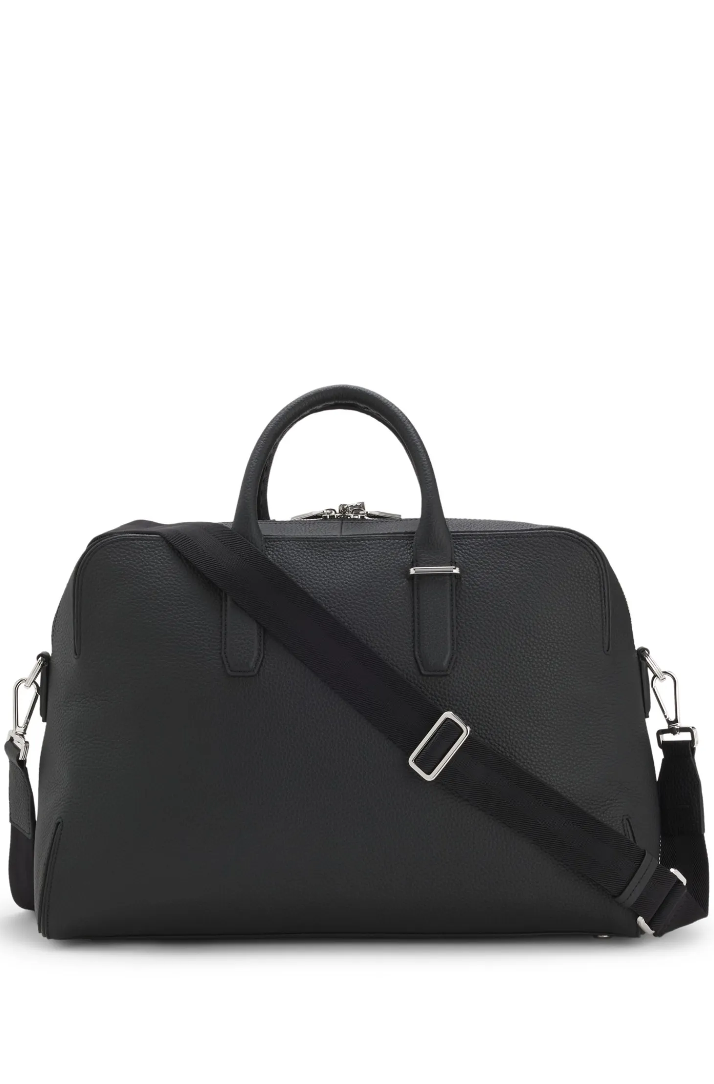 Grained-leather holdall with embossed logo