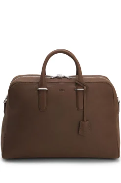 Grained-leather holdall with embossed logo