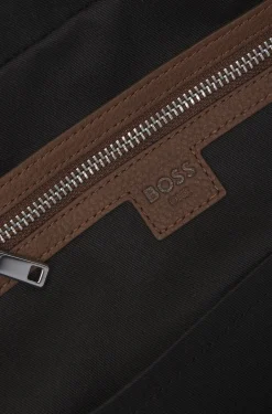 Grained-leather holdall with embossed logo