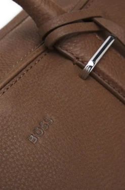 Grained-leather holdall with embossed logo