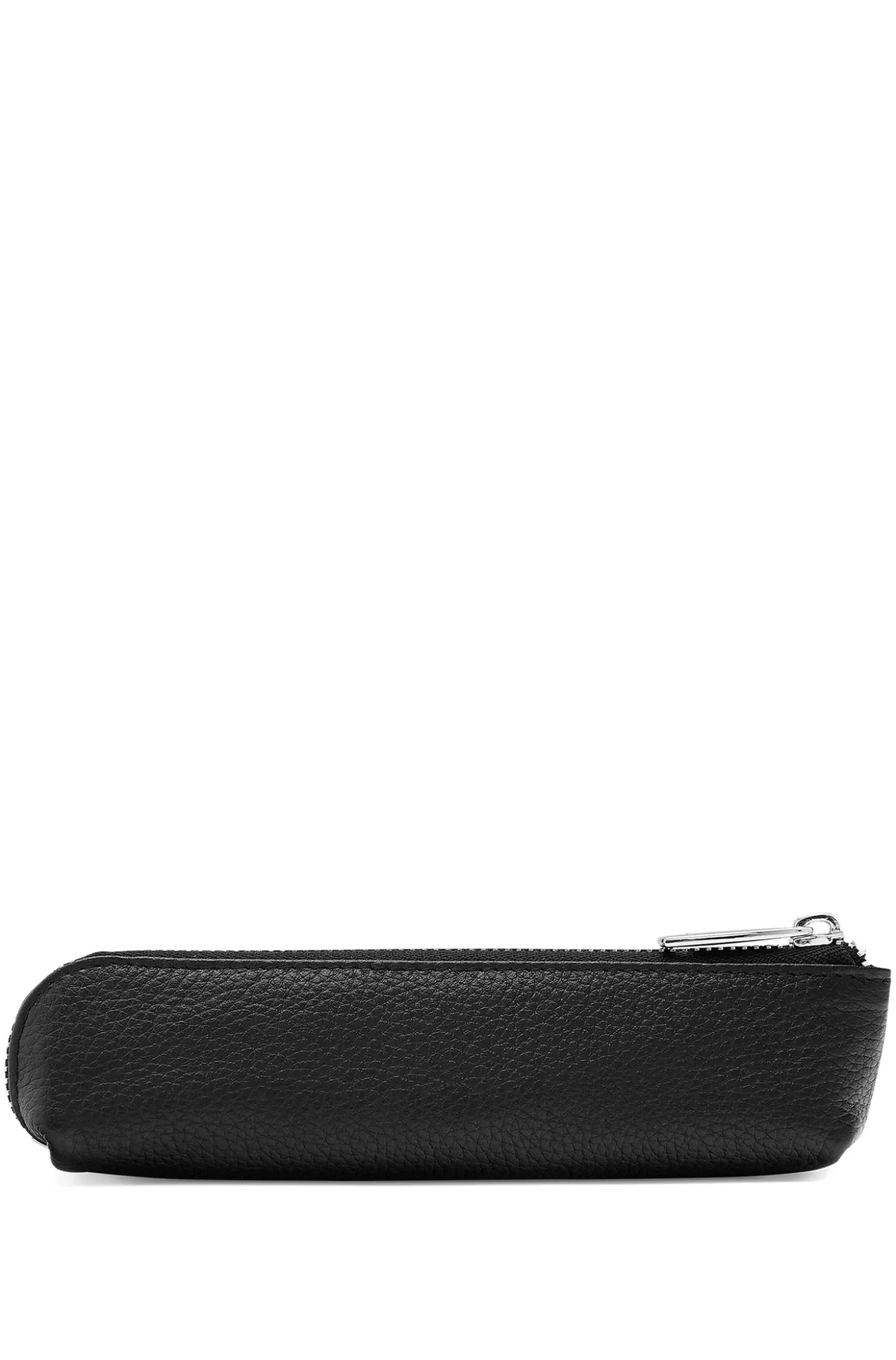 Grained-leather pen case in black with logo lettering