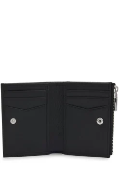 Grained-leather wallet with metallic logo lettering