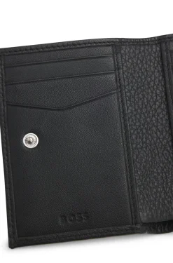 Grained-leather wallet with metallic logo lettering