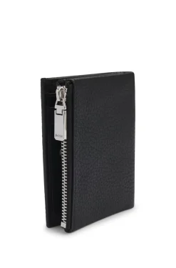 Grained-leather wallet with metallic logo lettering