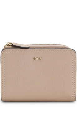 Grained-leather wallet with metallic logo lettering