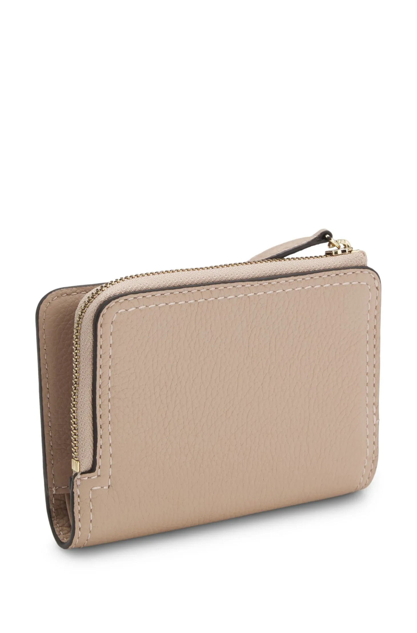 Grained-leather wallet with metallic logo lettering