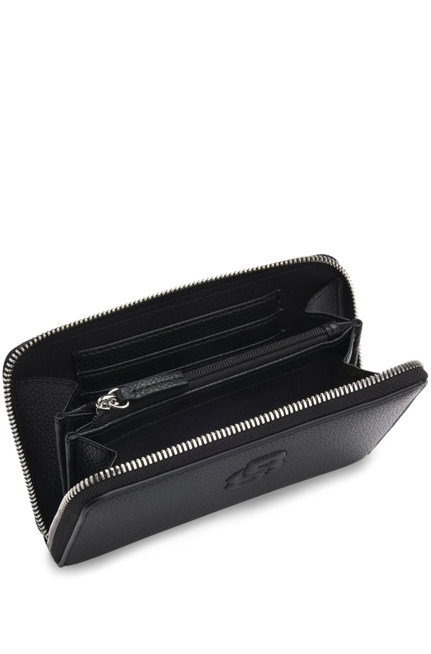 Grained ziparound wallet with Double B monogram