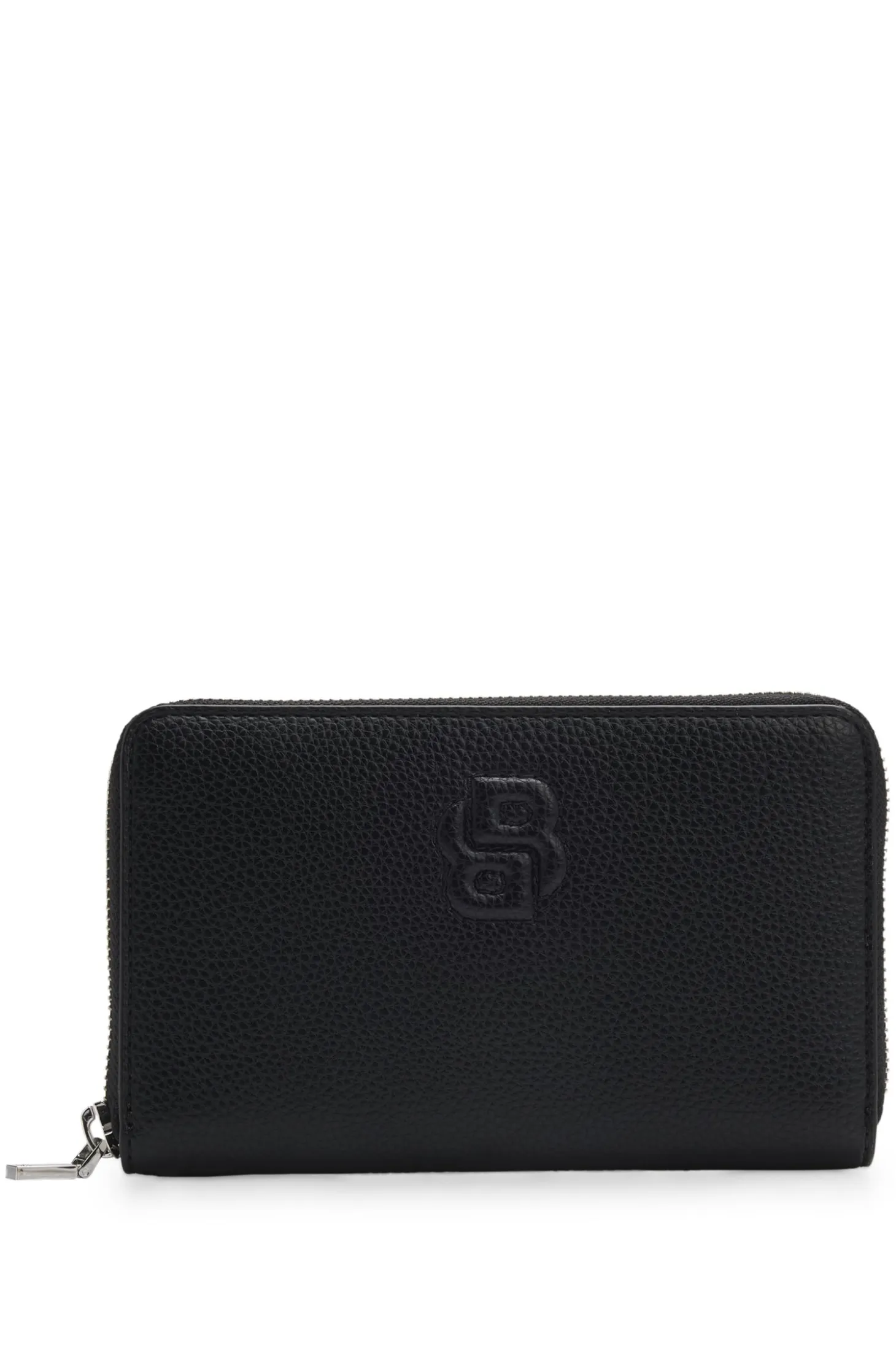 Grained ziparound wallet with Double B monogram