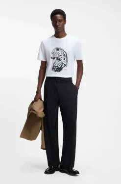 Graphic-print T-shirt in cotton jersey