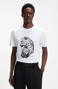 Graphic-print T-shirt in cotton jersey