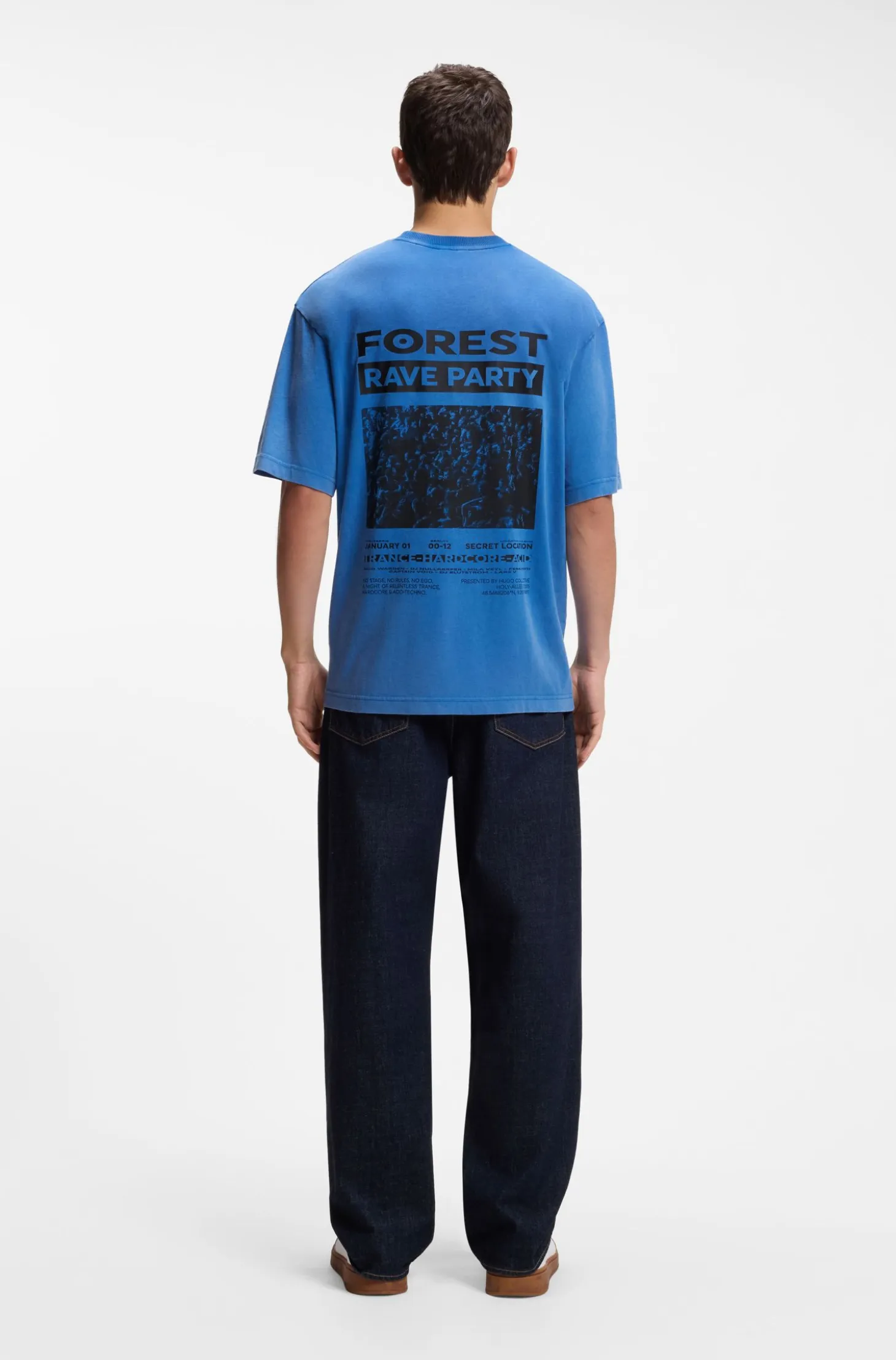 Graphic-print T-shirt in washed cotton jersey