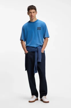 Graphic-print T-shirt in washed cotton jersey