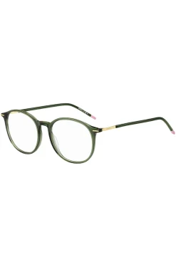 Green-acetate optical frames with gold-tone detailing