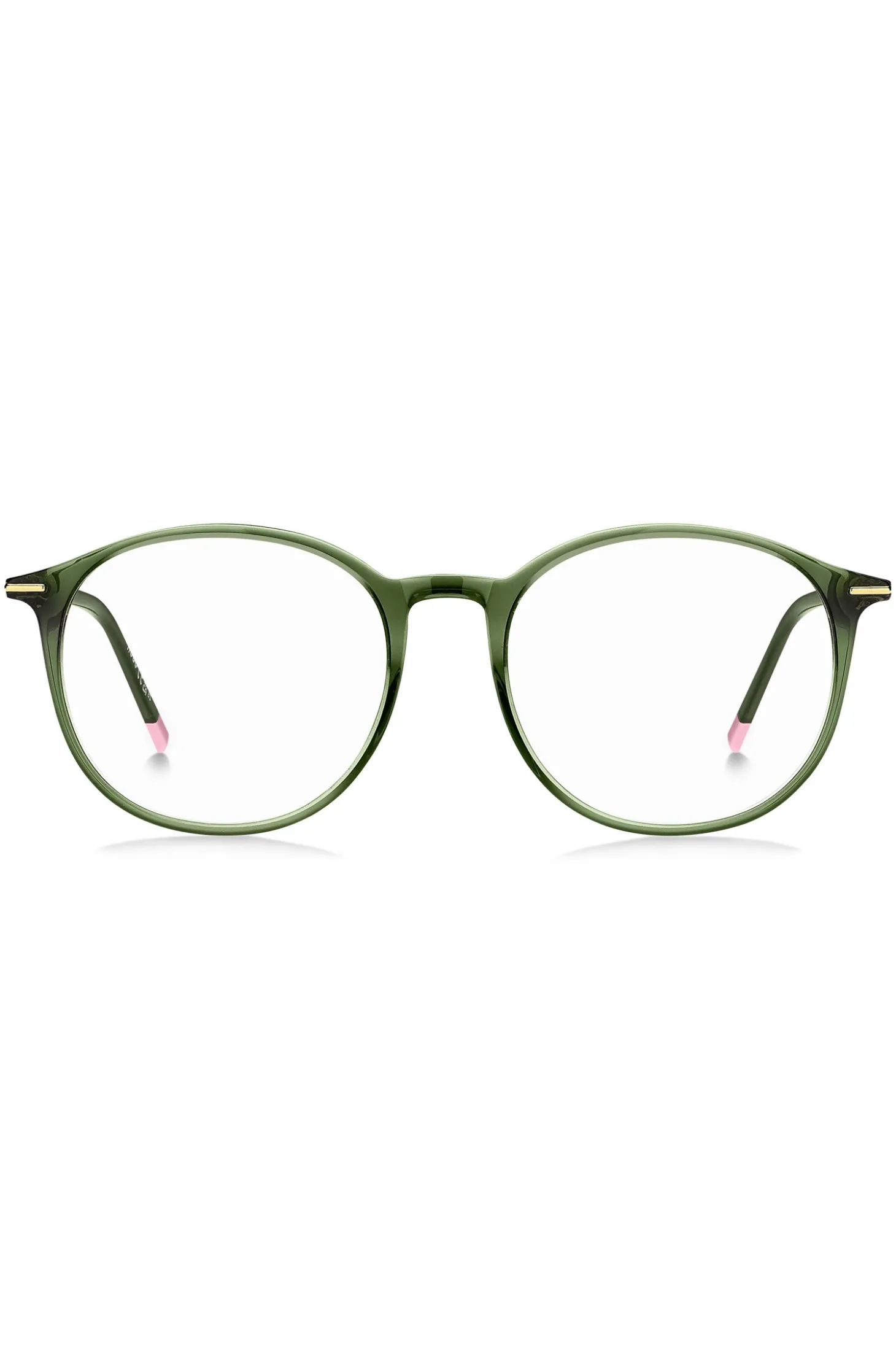 Green-acetate optical frames with gold-tone detailing