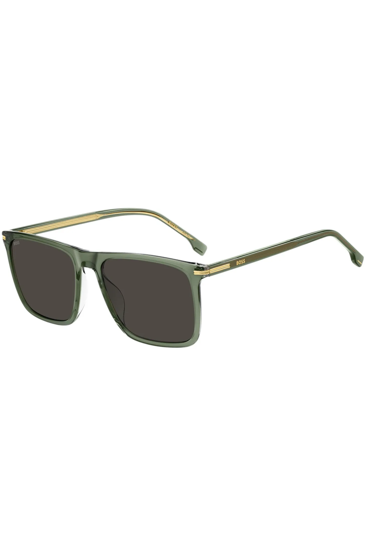Green-acetate sunglasses with gold-tone trims