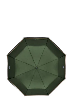 Green pocket umbrella with Double B and signature stripes