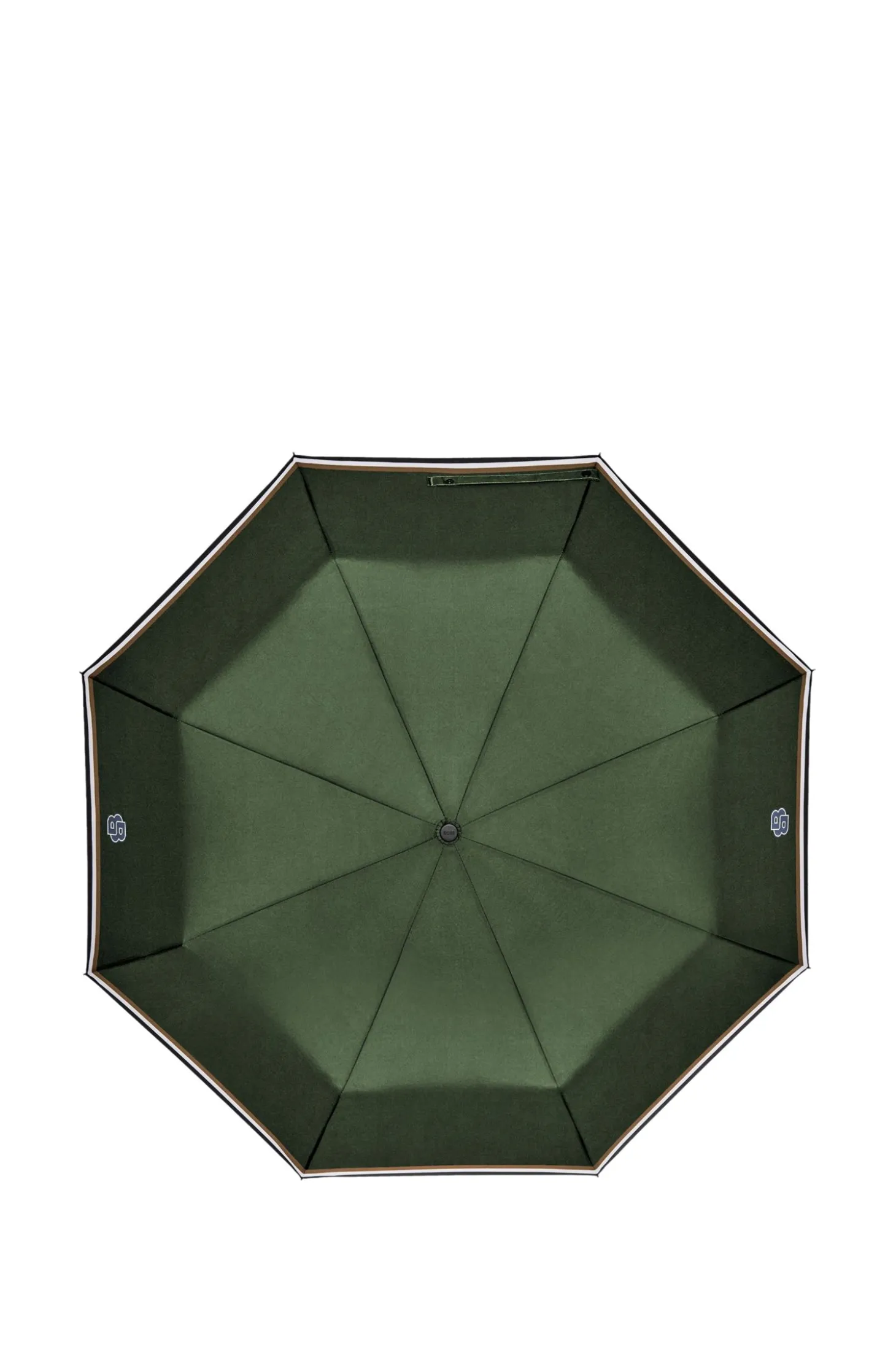 Green pocket umbrella with Double B and signature stripes