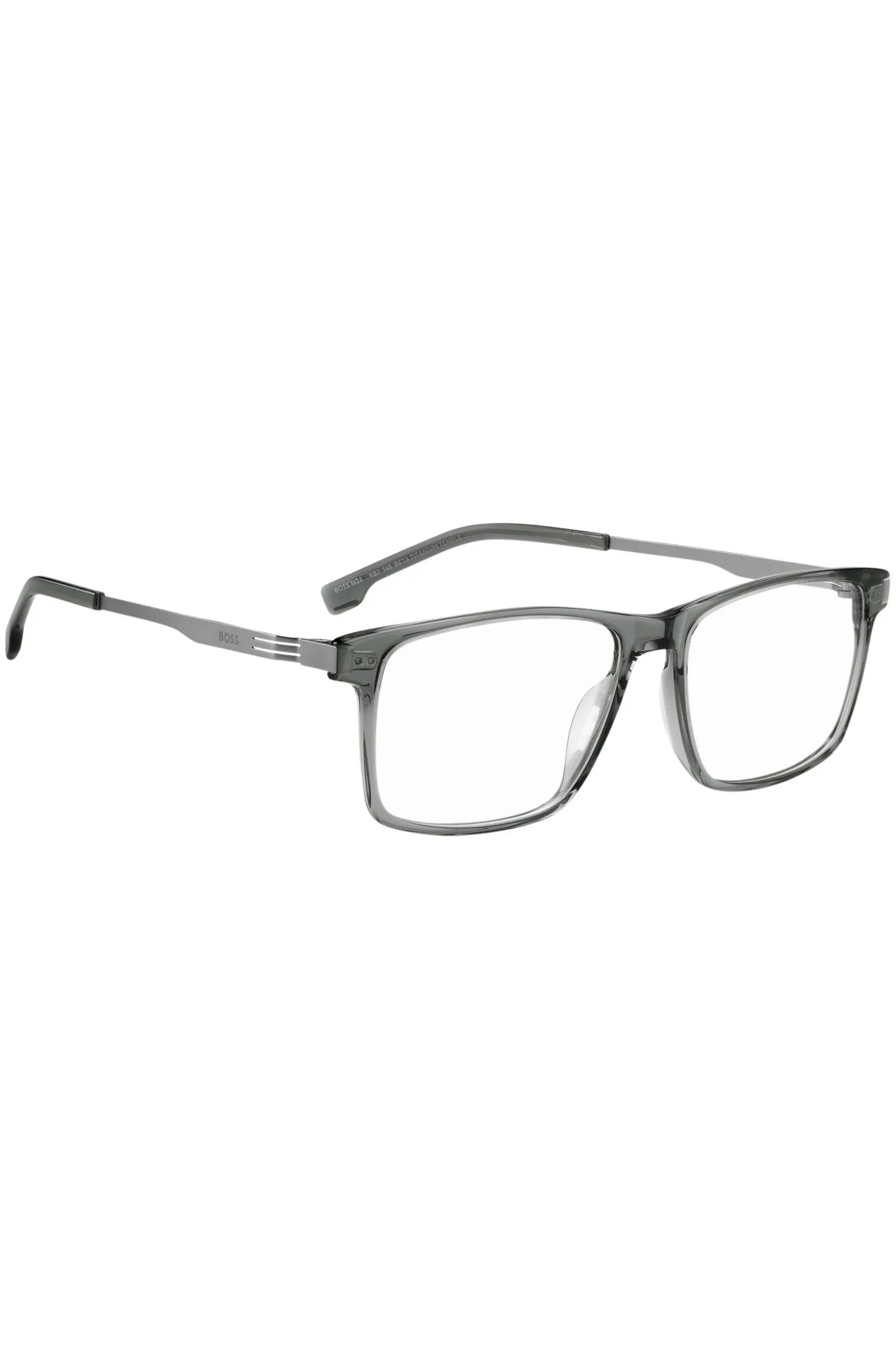 Grey-acetate optical frames with temple stripe