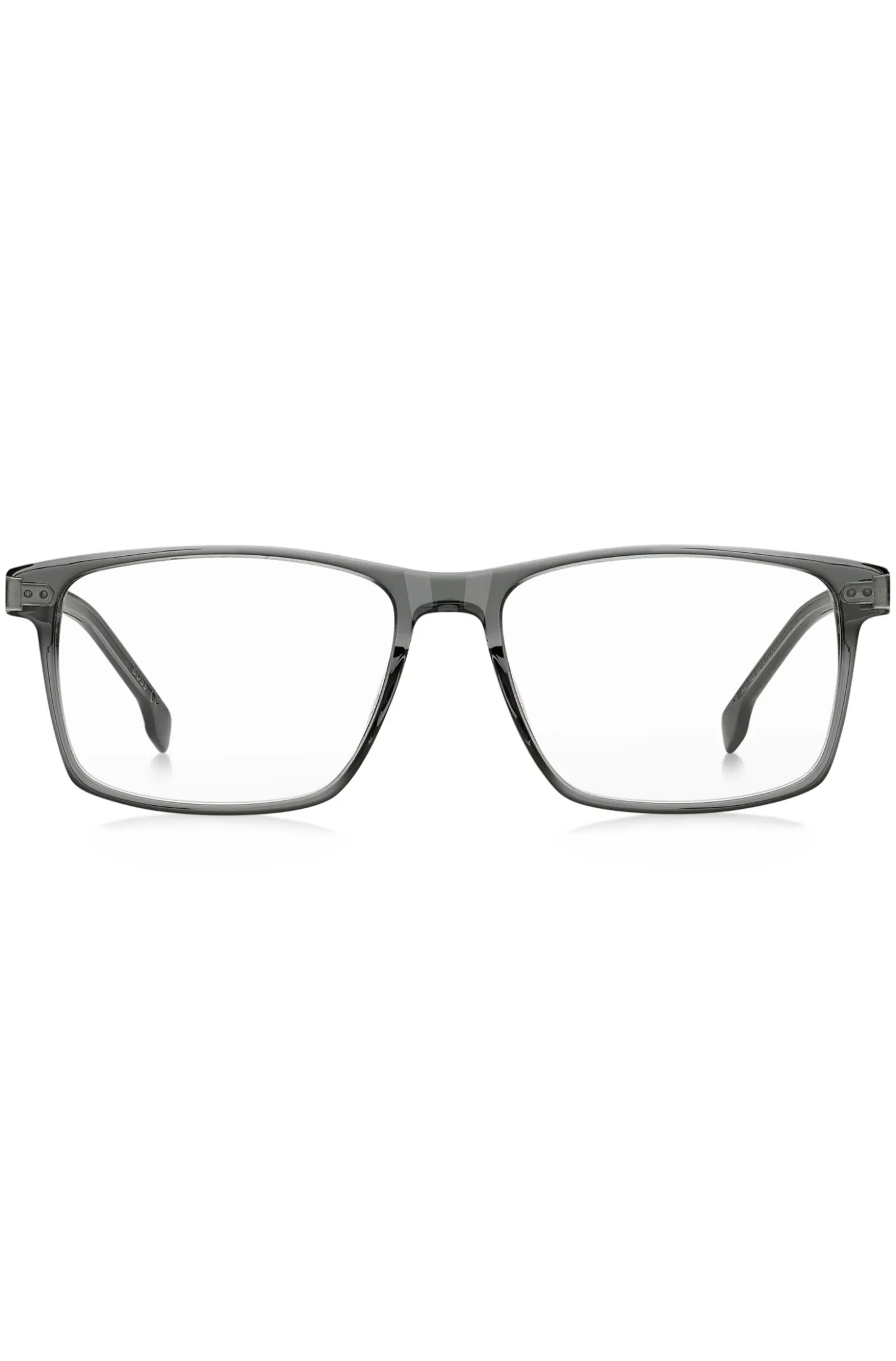 Grey-acetate optical frames with temple stripe
