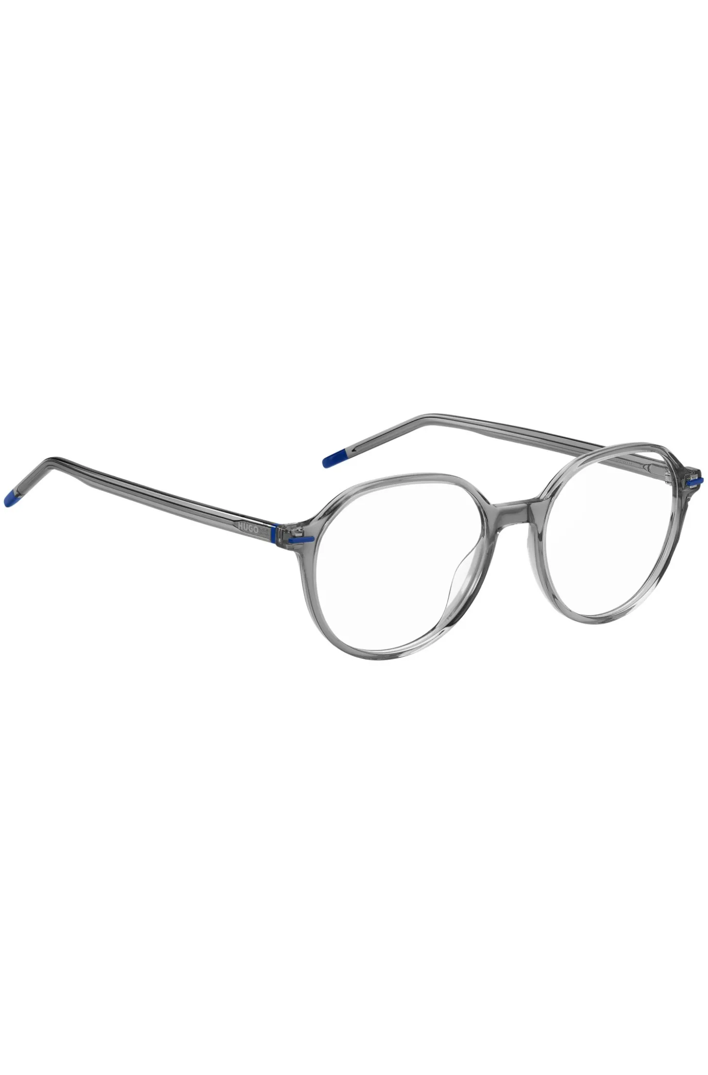 Grey-acetate optical frames with blue details