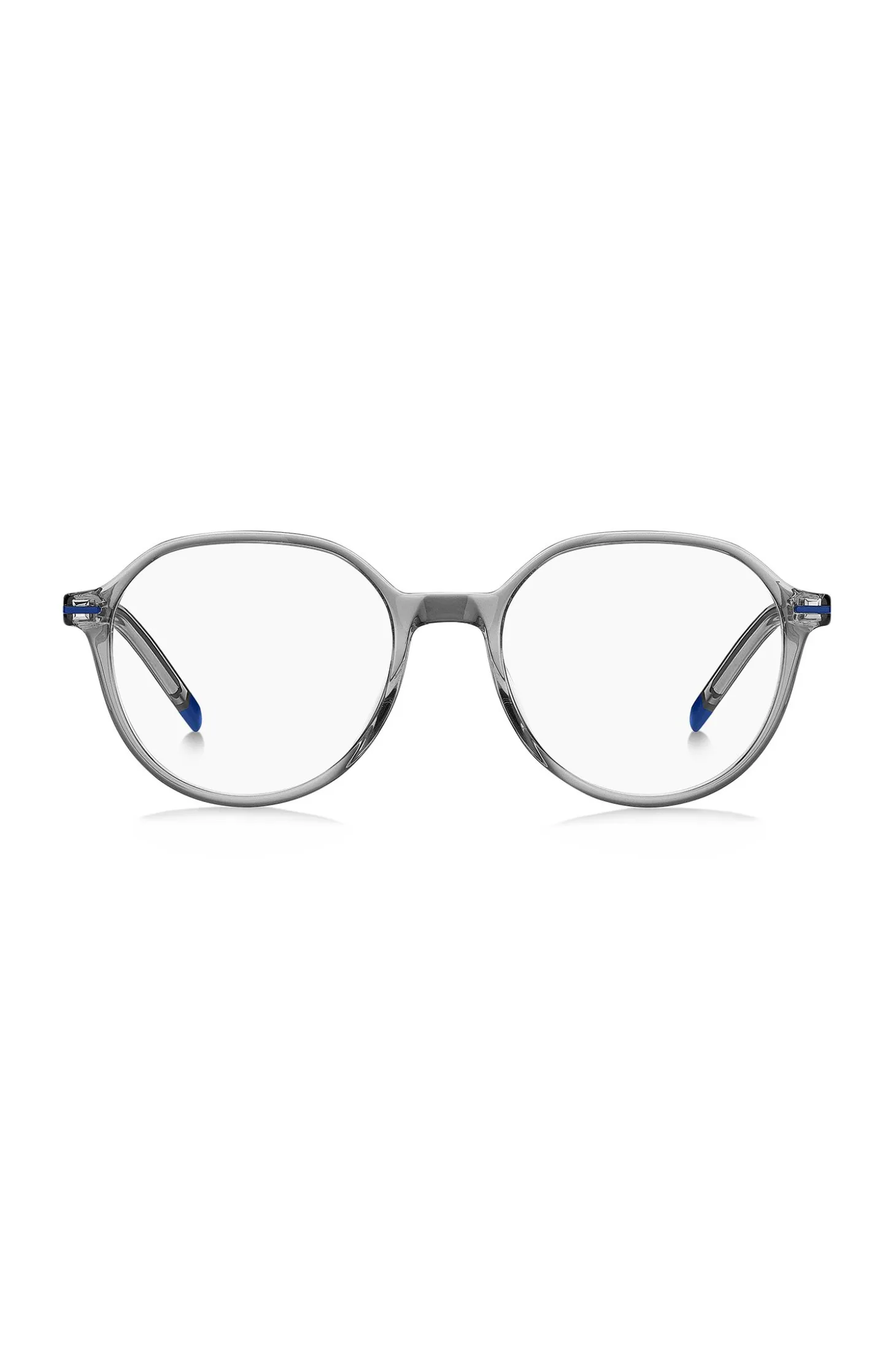 Grey-acetate optical frames with blue details