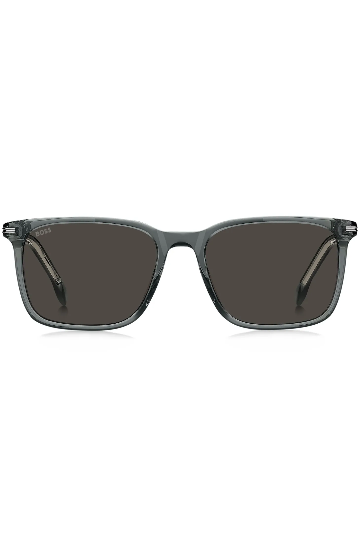Grey-acetate sunglasses with silver-tone trims