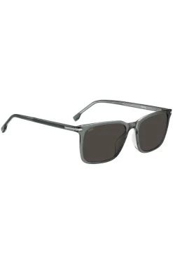 Grey-acetate sunglasses with silver-tone trims