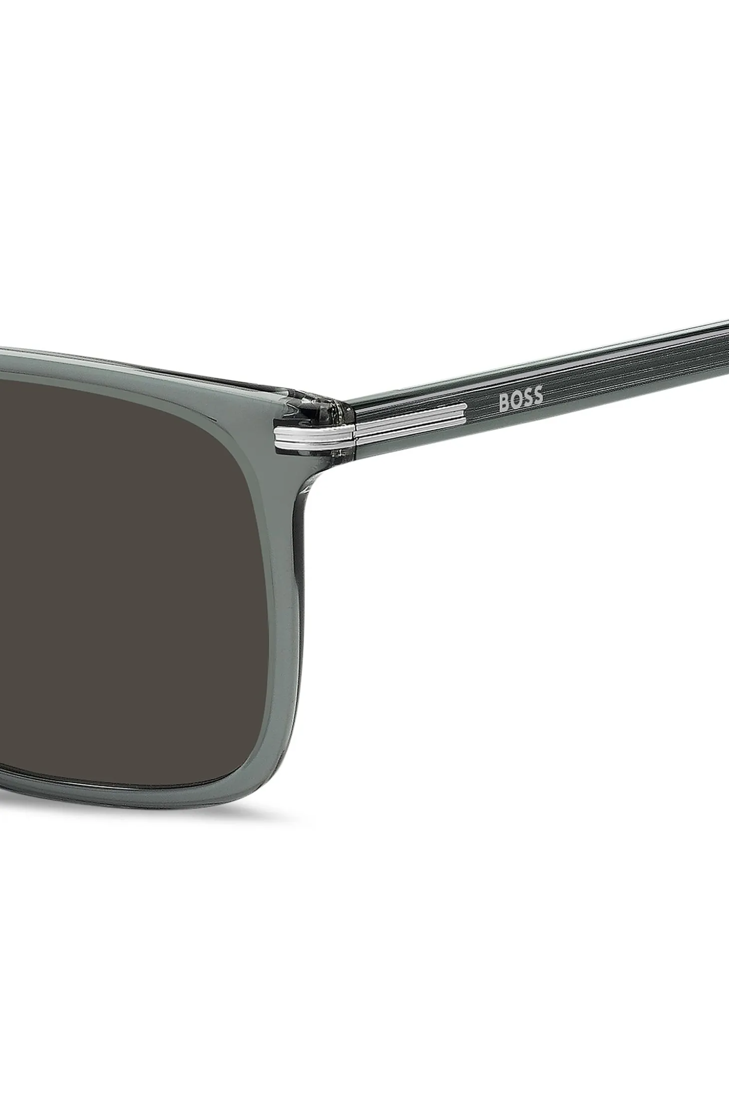 Grey-acetate sunglasses with silver-tone trims