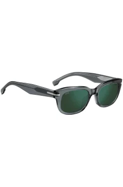 Grey-acetate sunglasses with green lenses