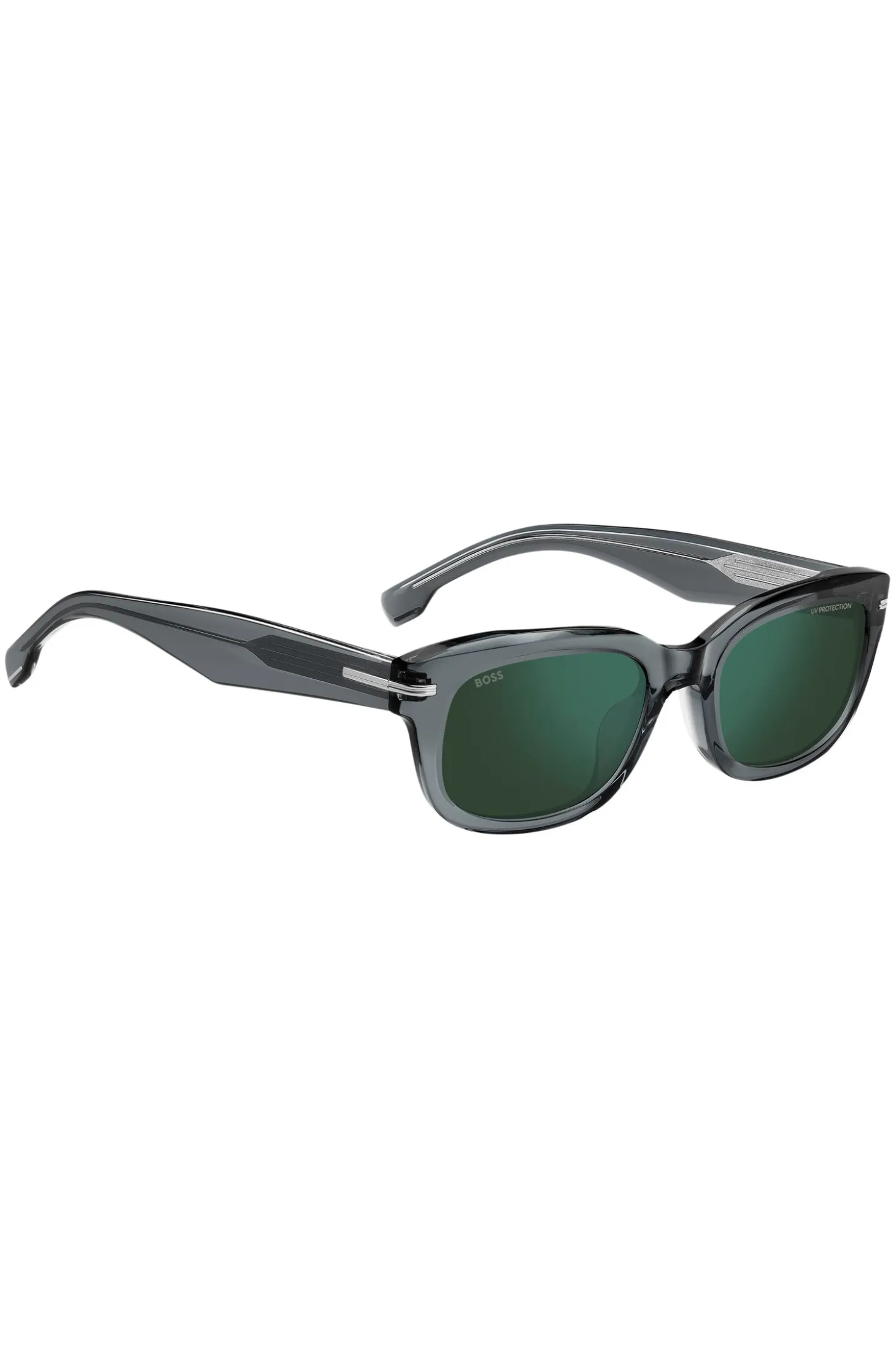 Grey-acetate sunglasses with green lenses