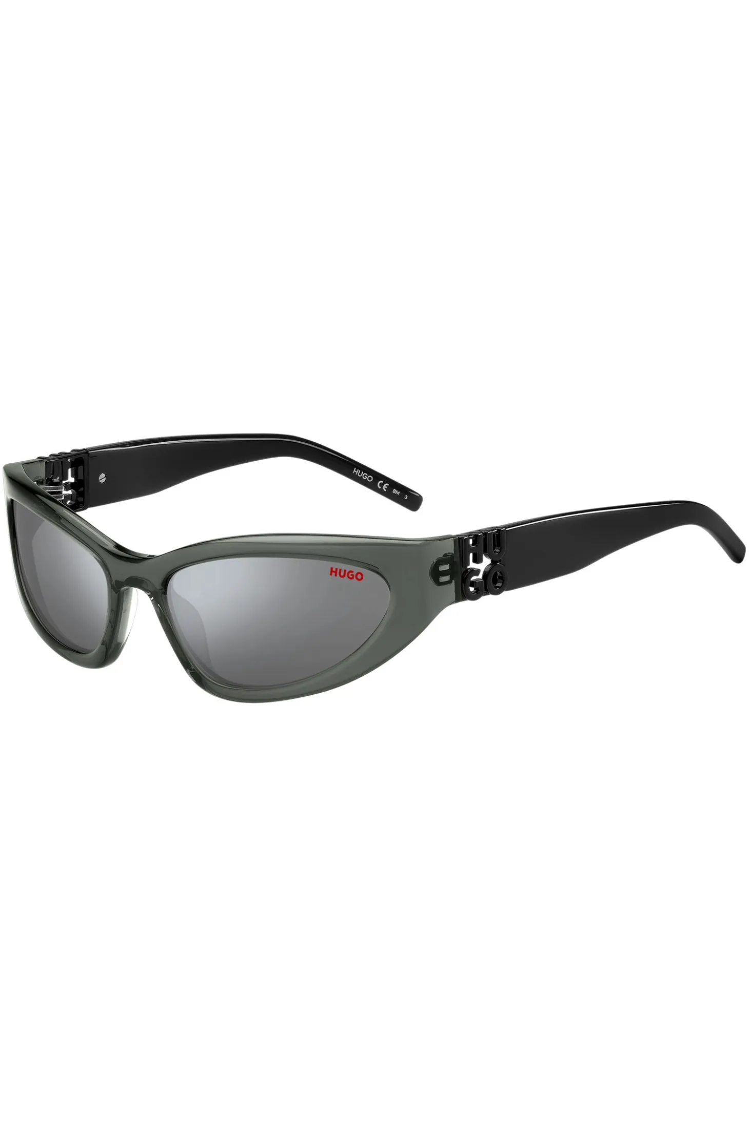 Grey-acetate sunglasses with 3D monogram