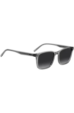 Grey-acetate sunglasses with silver-tone core wire