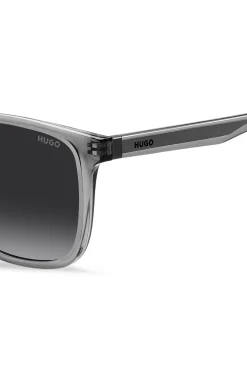 Grey-acetate sunglasses with silver-tone core wire