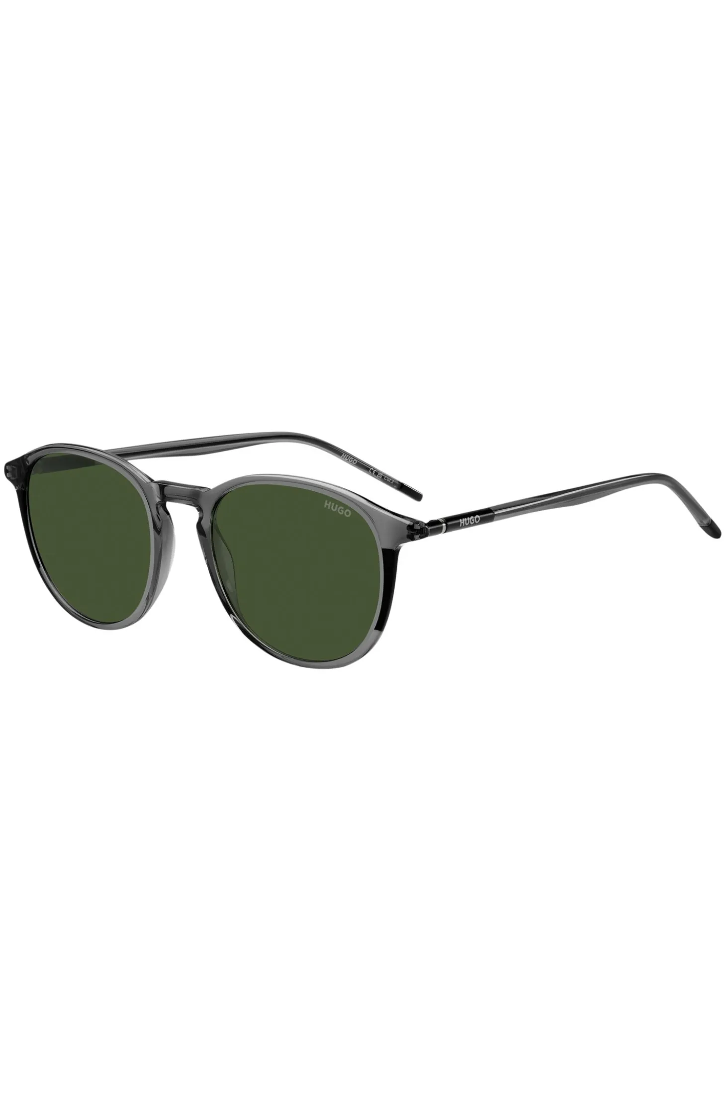 Grey-acetate sunglasses with tubular metal temples
