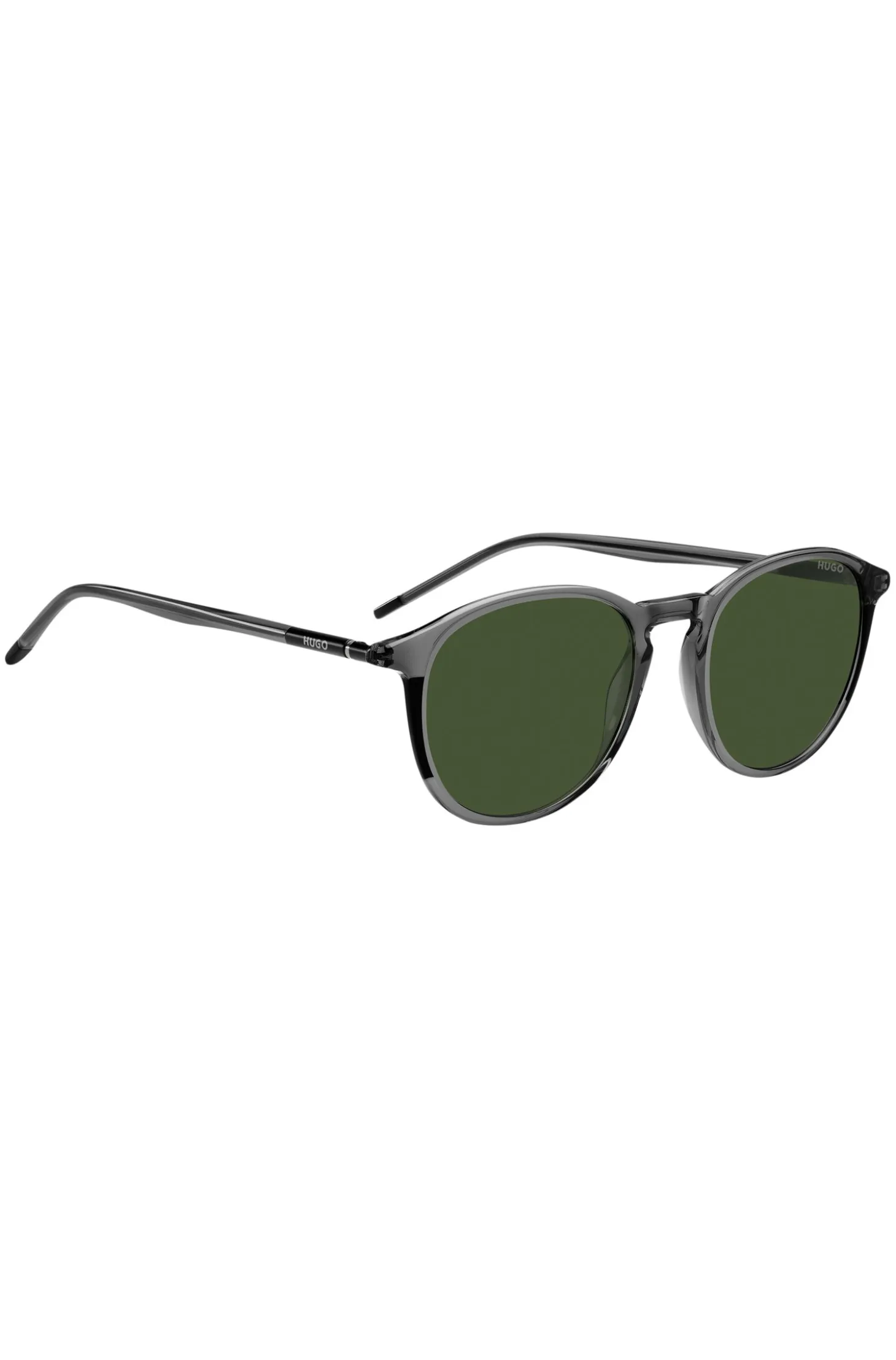 Grey-acetate sunglasses with tubular metal temples