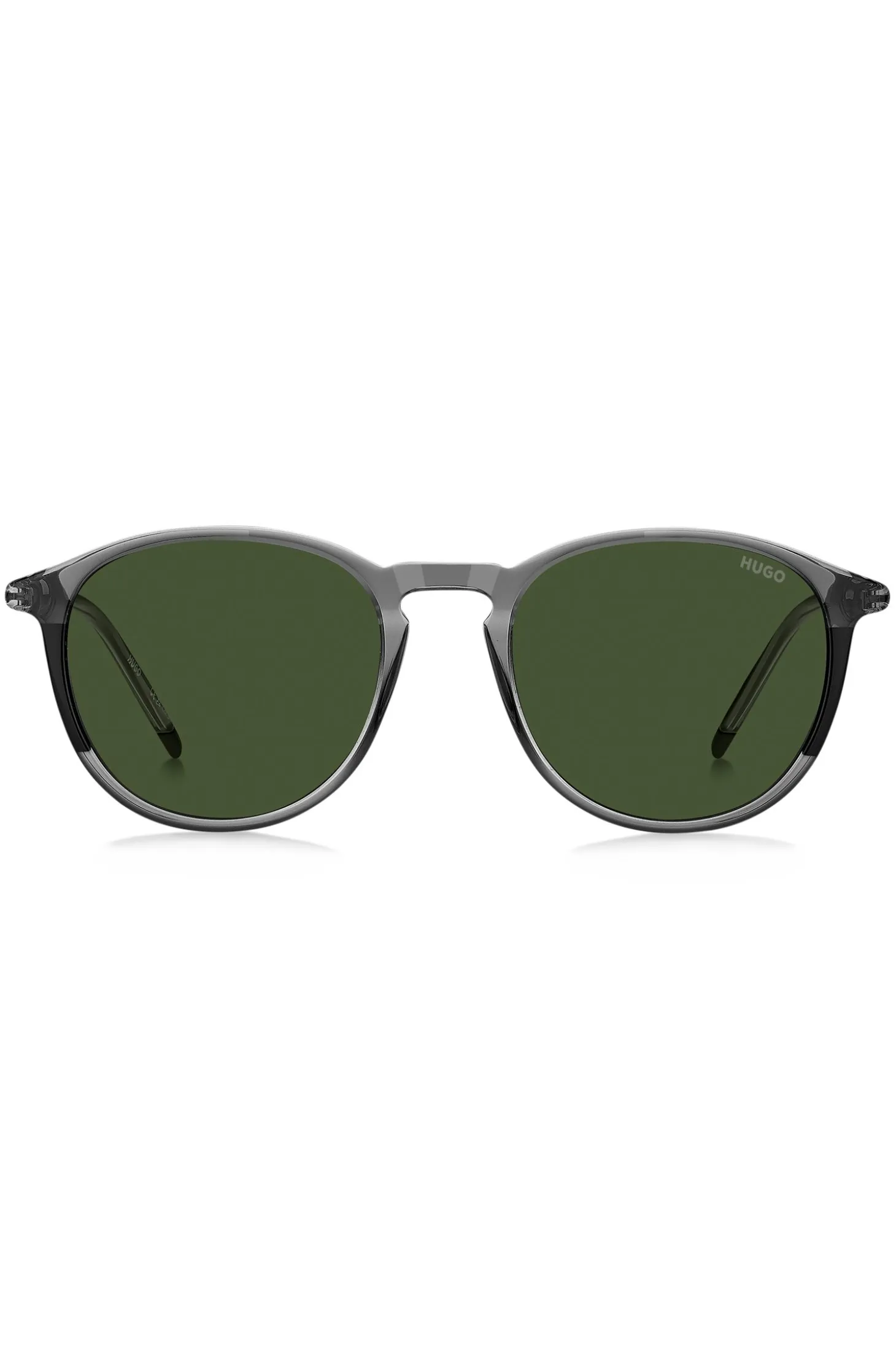 Grey-acetate sunglasses with tubular metal temples